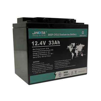 12.4V 33Ah Natriumionbatterijpakketten Overlaadbescherming Plastic behuizing