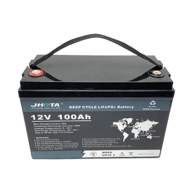Waterdichte RV Camper Lithiumbatterij 12.8V 100AH ​​LiFePO4-batterij met BMS